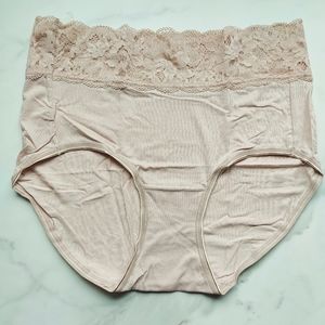 NWT SOMA EMBRACEABLE SUPER SOFT SIGNATURE LACE BRIEF PANTY IN ADOBE ROSE SMAL
